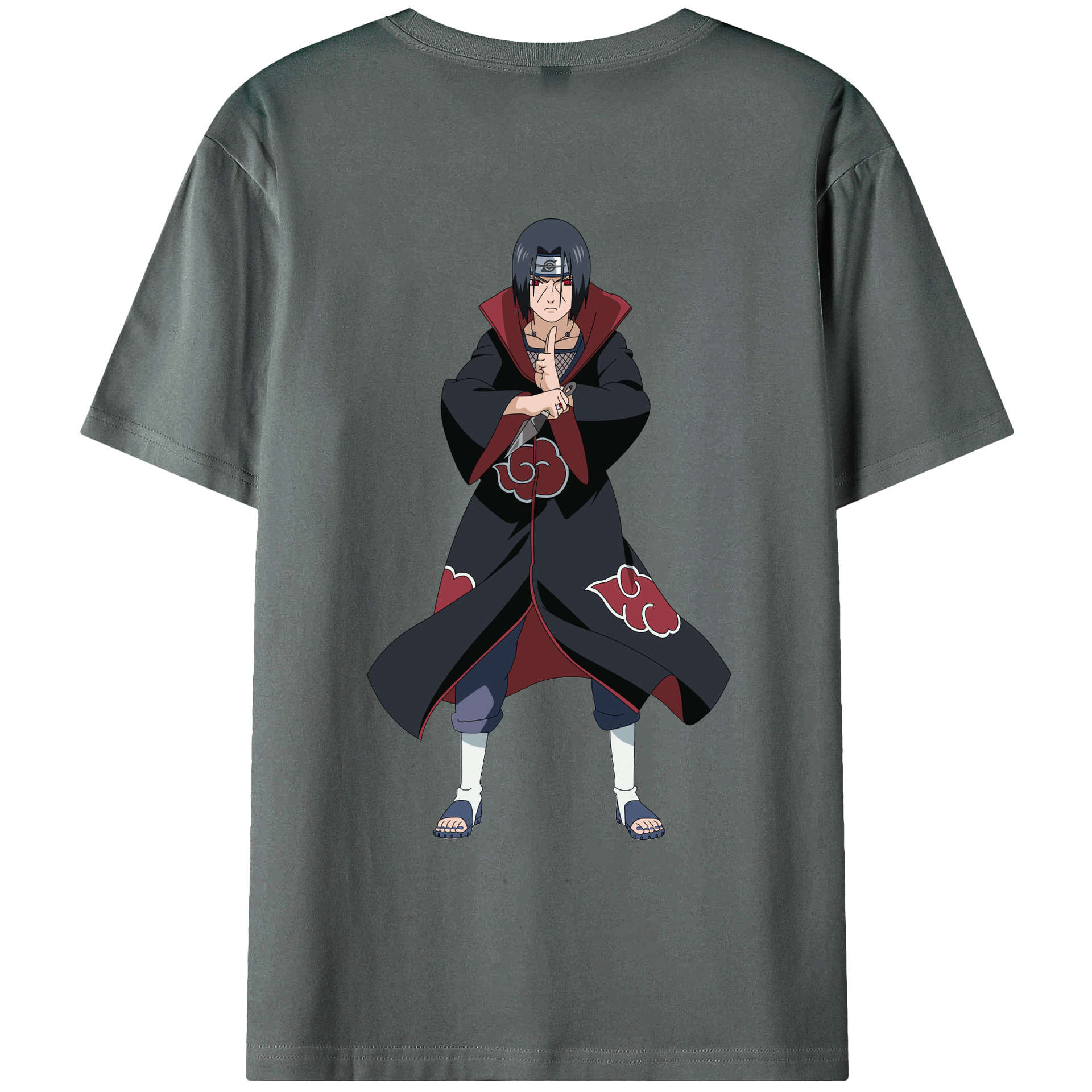 （画像用） NARUTO -ナルト- うちは イタチ Uchiha Itachi 綿100％ メンズ半袖Tシャツ（バックプリント） 通気性